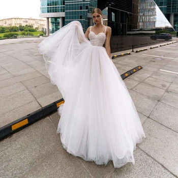 2021 Spagetti Dirželiai Plisuotos Nėrinių Duobute Brangioji Boho Vestuvių Suknelė-Line Užsakymą Bohemijos Vestuvių Suknelės