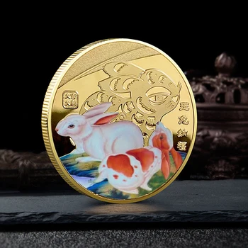 2023 Naujųjų Metų Triušis Progines Monetas Kinų Zodiako Medaliai Dovana Monetų Gyvūnų Progines Monetas Namų Dekoro