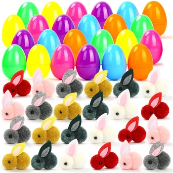 24pcs Easter Bunny Kiaušinių Krepšelį Užpildų Stuffer Šalis Mini Pliušiniai Žaislai Kiaušinių Kabinti Ornamentas 