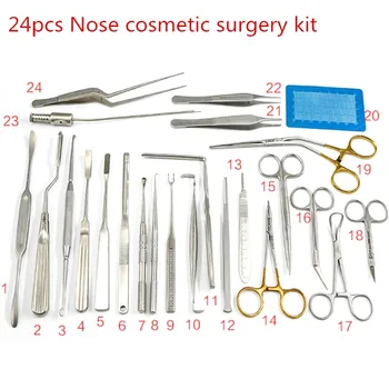 24pcs Nosies plastinė chirurgija rinkinys šonkaulius/Kremzlės Nuėmimo rinkinys nosies operacijos įrankis nosies rinkinys derinys priemonė, aukštos kokybės