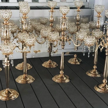 6pcs)Naujas dizainas žvakių laikiklis 5 ginklų sidabro kristalų vestuvių kandeliabrai už vestuves&hotel yudao1430
