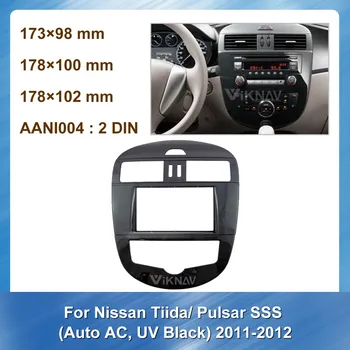 Automobilio Radijas fascia Nissan Tiida Pulsar VPAS AUTO AC Juodas UV 2011-2012 DVD rėmo Brūkšnys Mount Kit Adapteris Apdaila Veido Skydelis
