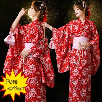 BALDAUREN Japonų Stilius, Spausdinta Kimono Medvilnės Įdegio Namų Chalatas Mergina Cosplay Etape 