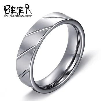 Beier 100% Realus MADOS Karšto Pardavimo 6mm sidabro spalvos ir aukščiausios kokybės Volframo Žiedas Poliruoti vyriški Vestuvių žiedas W013