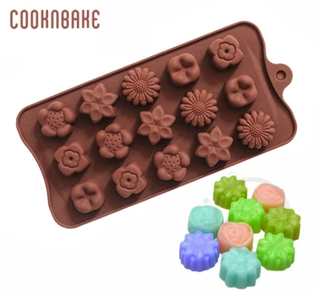 COOKNBAKE gėlių, šokolado pelėsių 15 skylę saldainiai, želė bedantis pelėsių rose sausainių tortas kepimo įrankis 