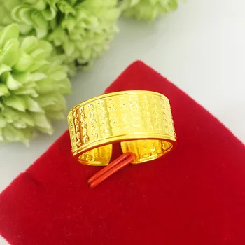 Derliaus 24K aukso spalvos vario Žiedas Didelis, Platus, Pirštas, Žiedai Vyrams Papuošalai Tibeto Budistų Palaima piršto indijos juvelyriniai dirbiniai dovanos