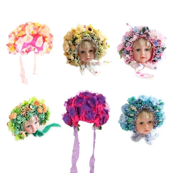 Gėlės, Gėlių Skrybėlę Naujagimiui Fotografijos Rekvizitai Rankų Darbo Spalvinga Variklio Dangčio Skrybėlę