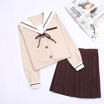 Japonijos mažų šviežių sailor kostiumas Mokyklos vienodos minkštas sesuo JK vienodas Klostuotas sijonas studentų kostiumas