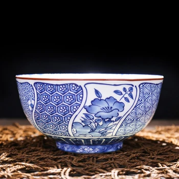 Jingdezhen Keramikos Ryžių Dubenėlį Mėlynos ir Baltos spalvos Porceliano Ramen Dubenys Namų Senovinių Stalo Japonijos Didelis Sriuba Bowl Konteinerių Amatai