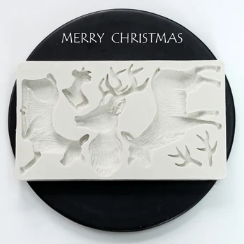 Kalėdinė dekoracija silikono formų Kalėdų Briedžių Pušies Kankorėžis Elnių Galvos Holly Lapai šokoladas minkštas tortas, saldainiai silical gelio sluoksnį