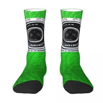 Kamera Su Žalia Oda Derliaus Mėgėjams Suaugusiųjų Kojinės,Unisex kojinės,vyrų Kojinės moterims Kojinės