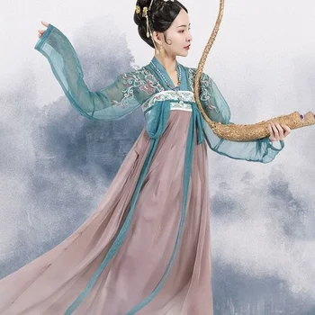 Kinų Stiliaus Vasaros Rudens Fėja Elegantiškas Kasdien Studentų Tiktų Senovės Kinų Kostiumas Hanfu Suknelė tinka Moterų Krūtinės ilgio Sijonas