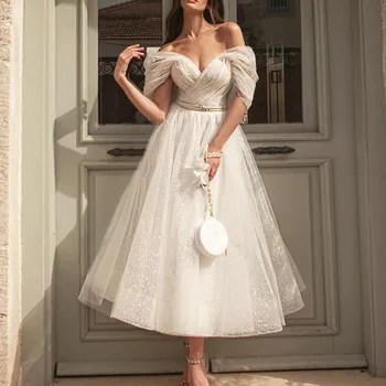 Linijos Off White Kokteilių Suknelės Moteris 2022 nuo Peties Nėriniai Atgal Švęsti Vestidos Klubo Šalis Suknelė YSAN1546