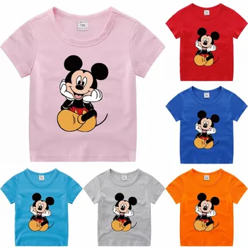 Minnie Peliukas T-shirt Vasarą Cartoon Spausdinti Berniuko, trumpomis Rankovėmis Top marškinėliai Vaikams, Vaikiška Mergaitė marškinėliai Atsitiktinis Vaikai