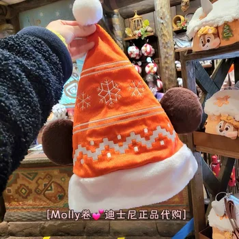 Naujas Disney Original Kalėdų Skrybėlę Šalių Priedus, Oranžinė Santa Hat Pliušinis Lėlės Kalėdų Stiliaus Vaikams Dovanų Pliušinis Lėlės
