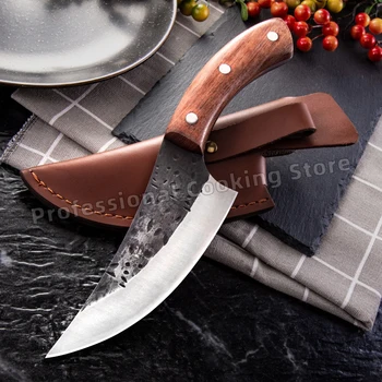 Rankinio kalimo nerūdijančio plieno mėsininko peilis pjaustyti peiliu iškaulinėjimas peilis mėsos cleaver lauko virtuvės peilis
