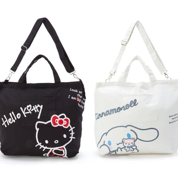 Sanrio Kawaii Hello Kitty Krepšiai Pečių Maišą Rankinėje Kibirą Japoniška Didelės Talpos Viduryje Schoolbags Laisvalaikio Didelis Drobė