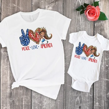 Taikos Myliu Amerika Atitikimo Komplektus Moterų liepos 4-osios Baby Girl Drabužiai Tėvynės Undinė Marškinėliai Laisvės Šeimos Drabužiai