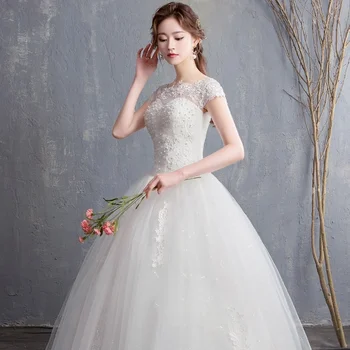 Temperamentas šviesos žiedai peties ilgis paprasta vestuvinė suknelė Princesė slim naują eilutę vasaros vestuvių prancūzijos suknelė