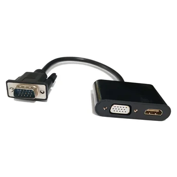 VGA į HDMI suderinamus & VGA Adapteris 1-2 Iš 3,5 mm Audio laidai palaiko VGA HD-MI VGA PC Projektorius Multi-port Ekranas