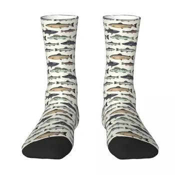 Vientisas Modelis Su Derliaus Ranka pieštas Žuvys Suaugusiųjų Kojinės,Unisex kojinės,vyrų Kojinės moterims Kojinės